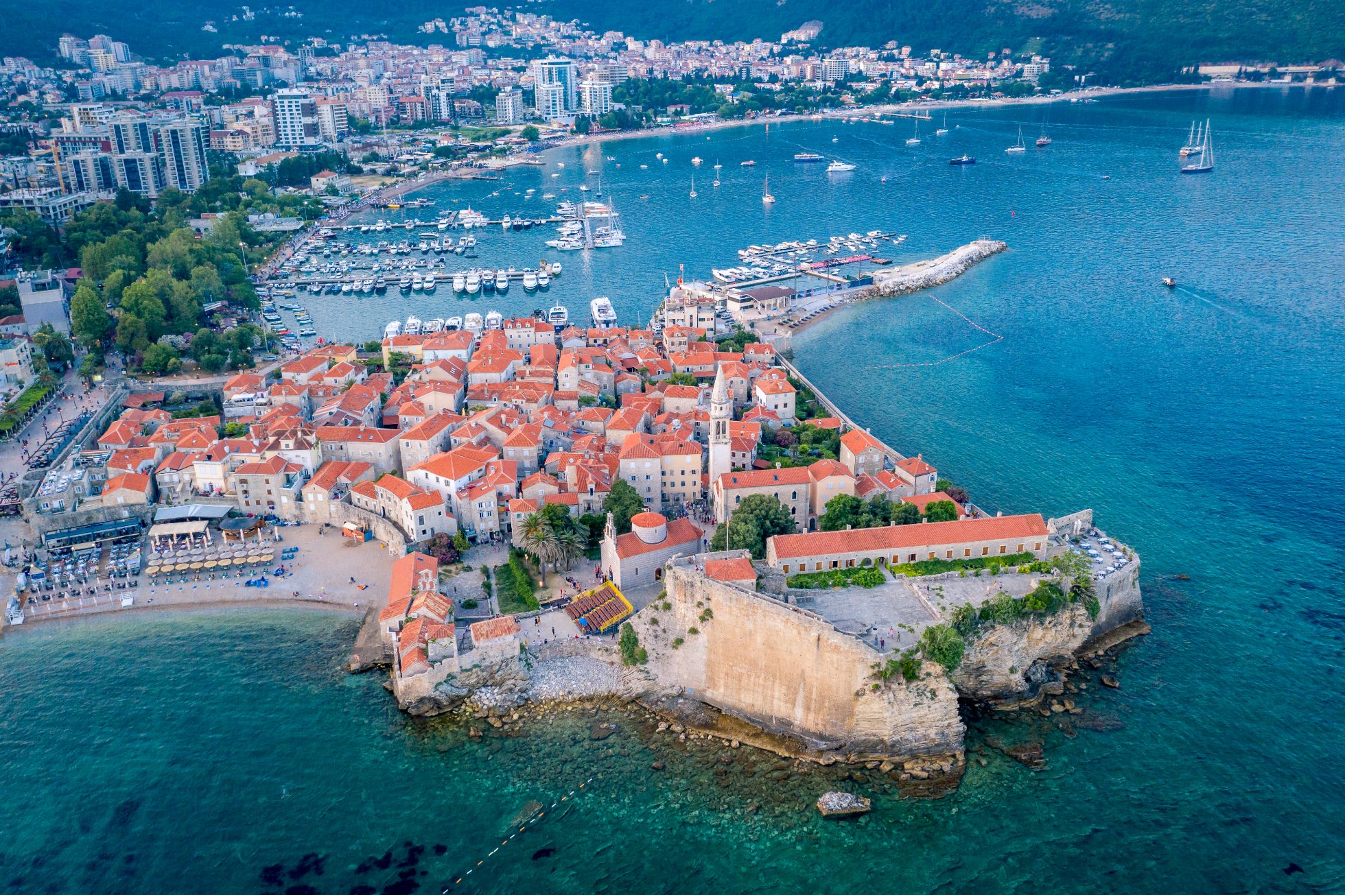 Scenic view of Budva, Montenegro.