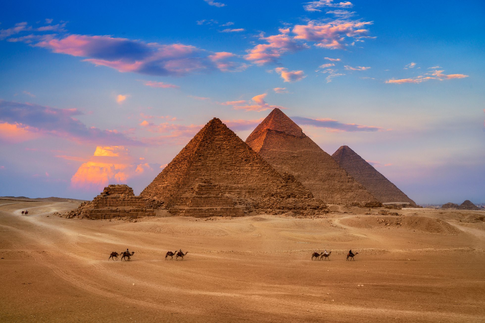 Pyramids of Giza in Cairo, Egypt.