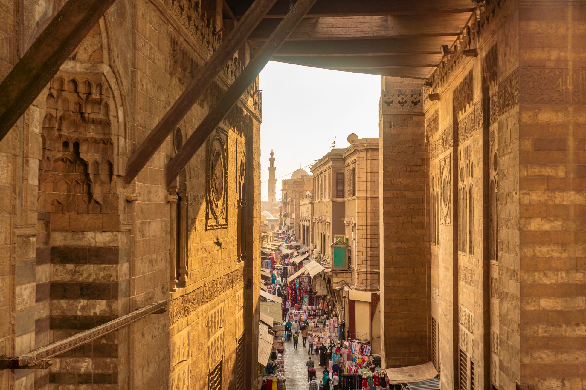 View of street with stalls, Cairo, vacation in October