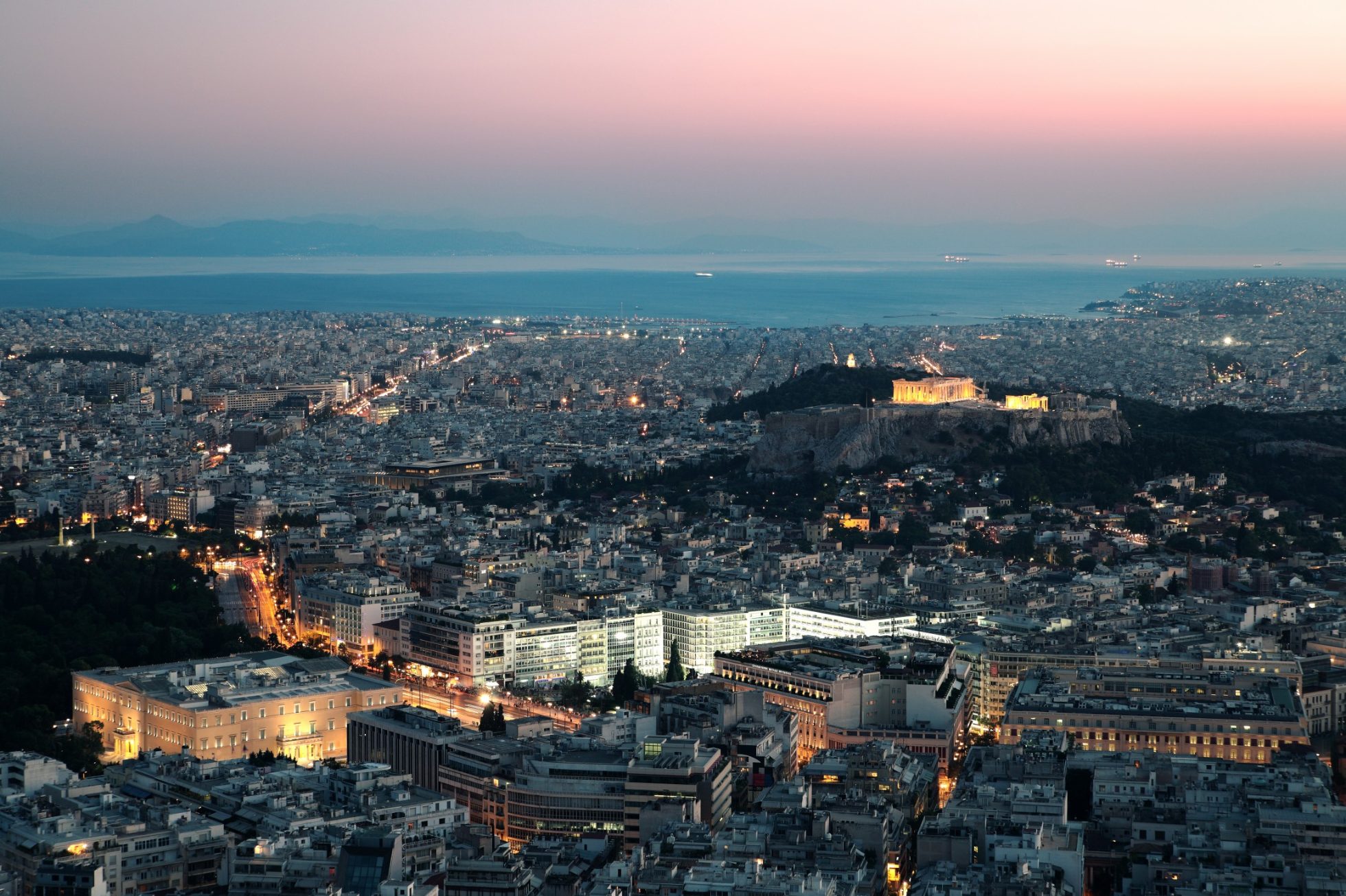 widok na panoramę Aten ze wzgórza Lycabettus, atrakcje Aten