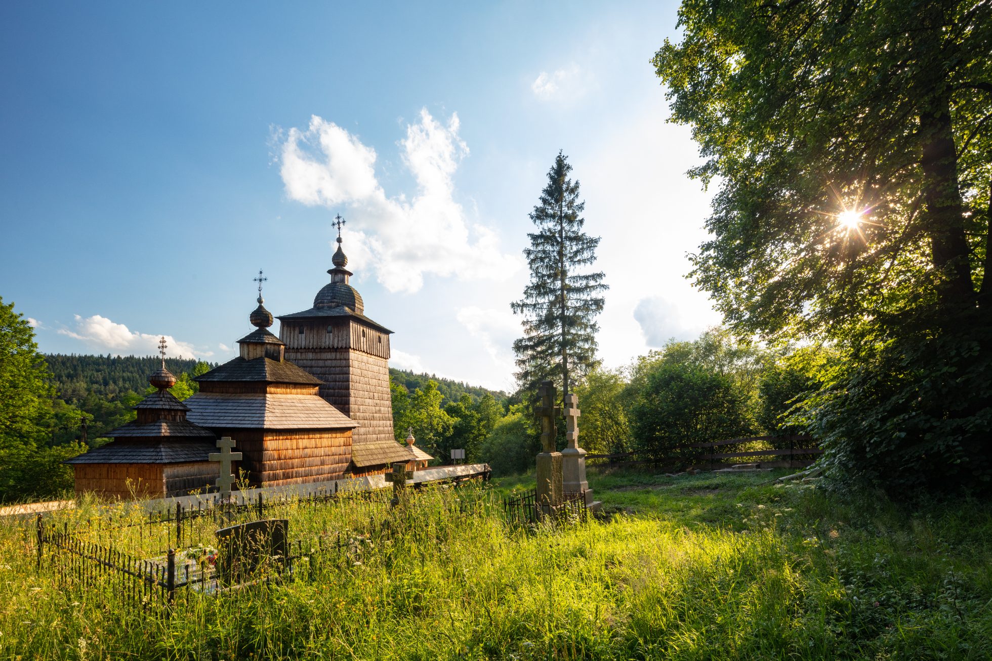 Old wooden Orthodox Church in Wolowiec in Magurski National Park, Poland, 2020