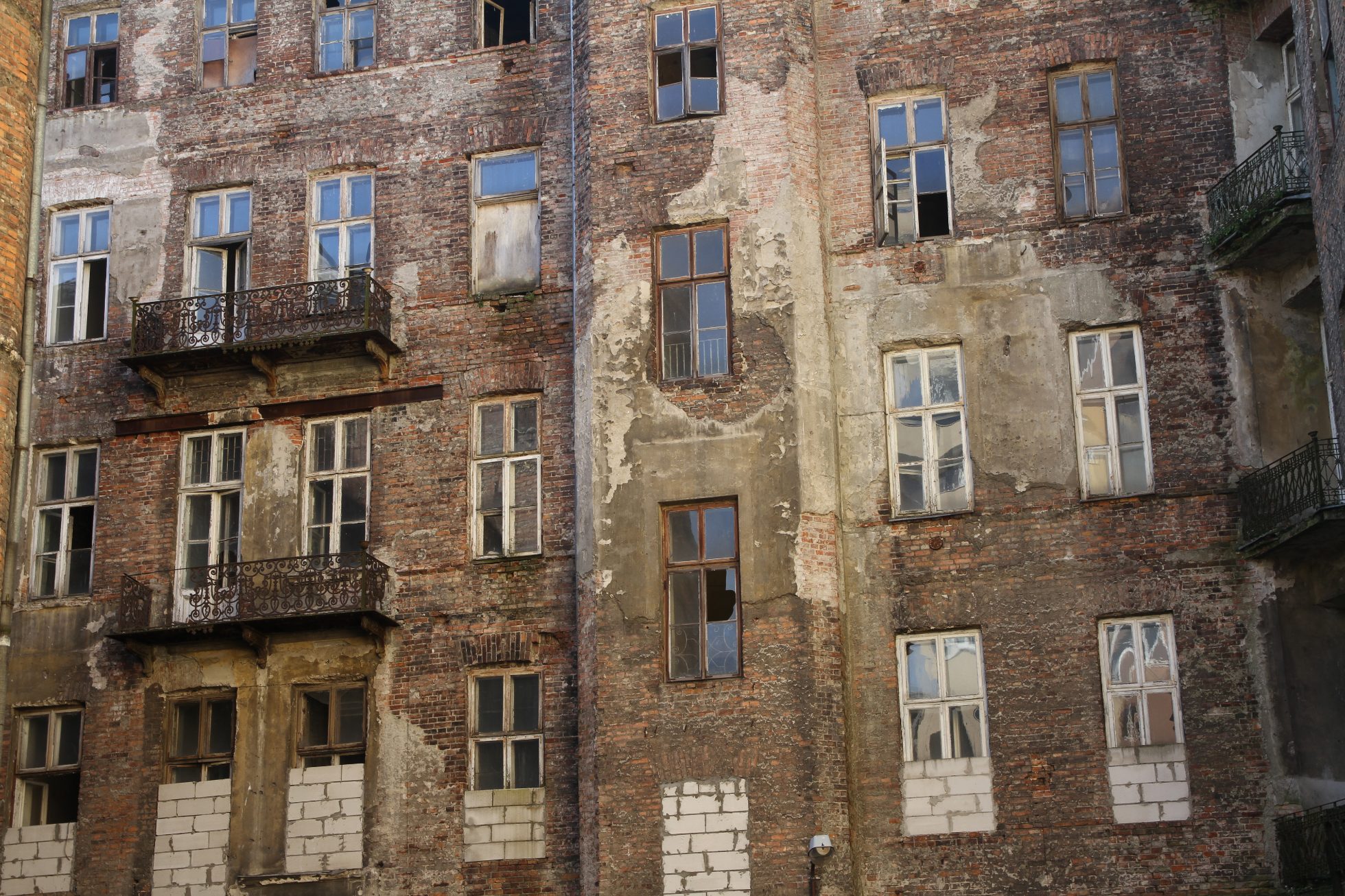 Destroyed buildings of the former ghetto in Warsaw