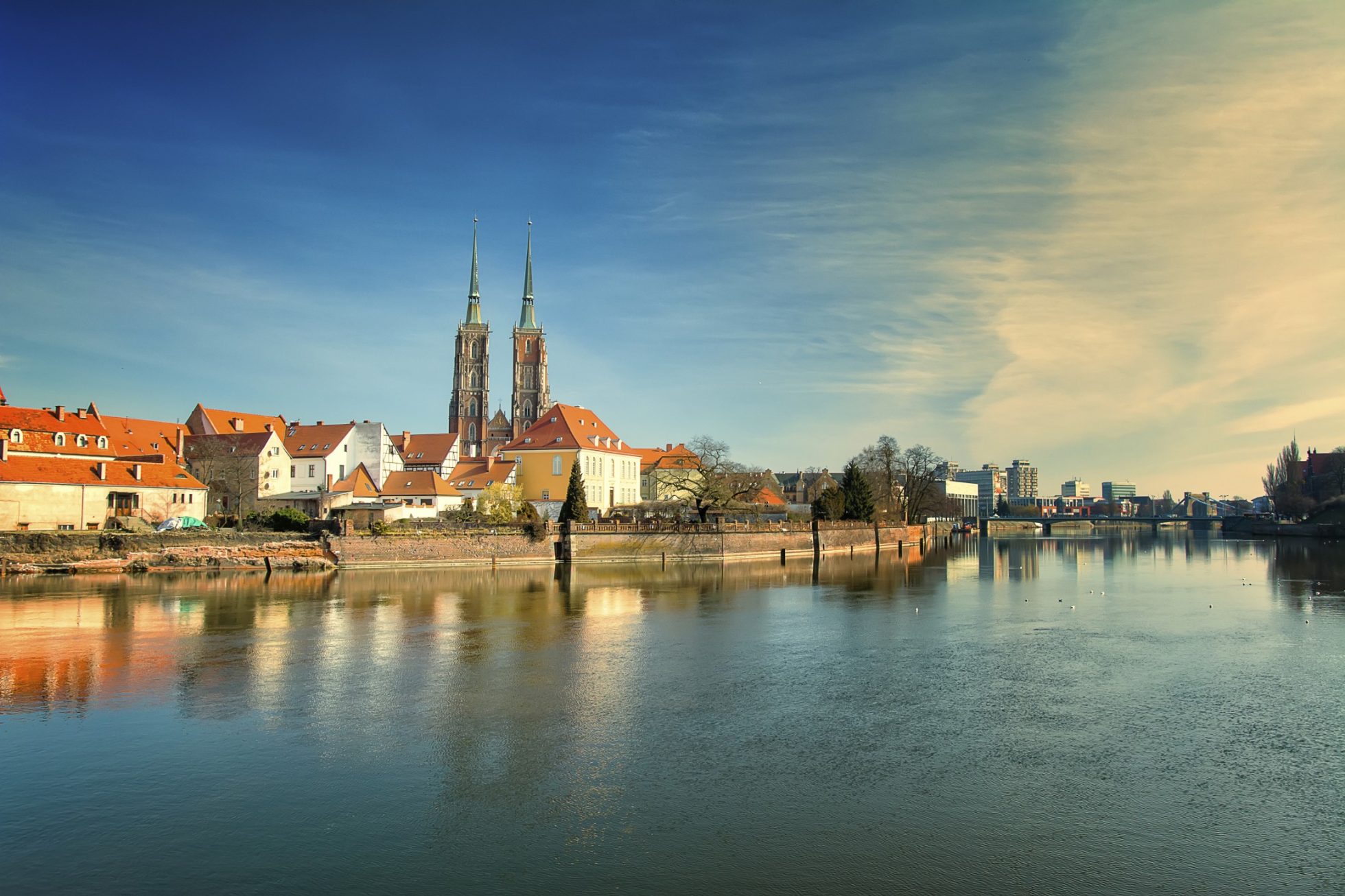 Panorama di Wrocław dal punto di vista dell'acqua