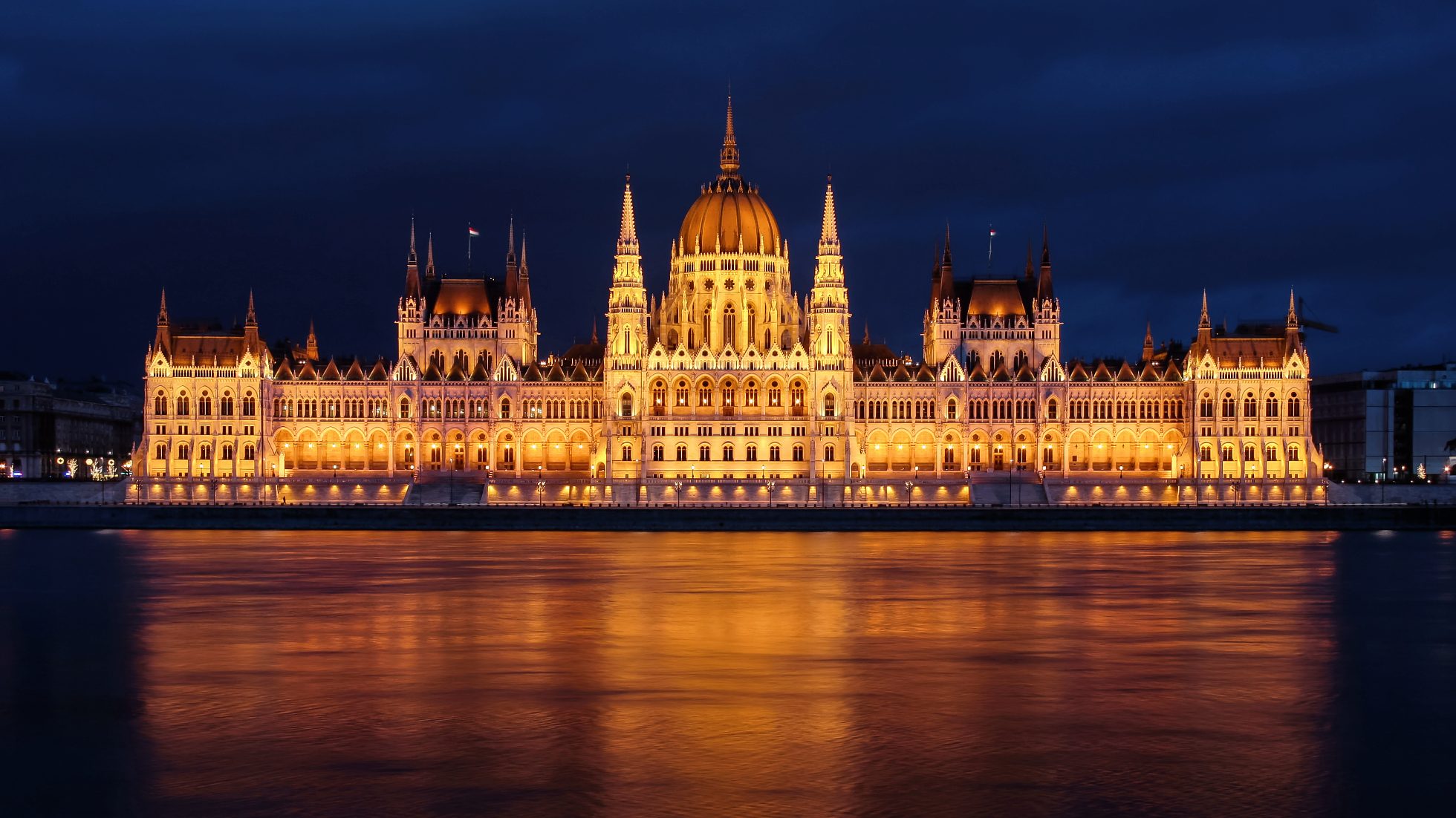 Parliament in Budapest in the evening