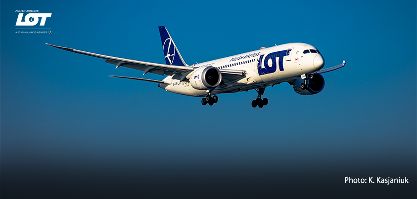 Boeing 787 Dreamliner soaring on a sunny day
