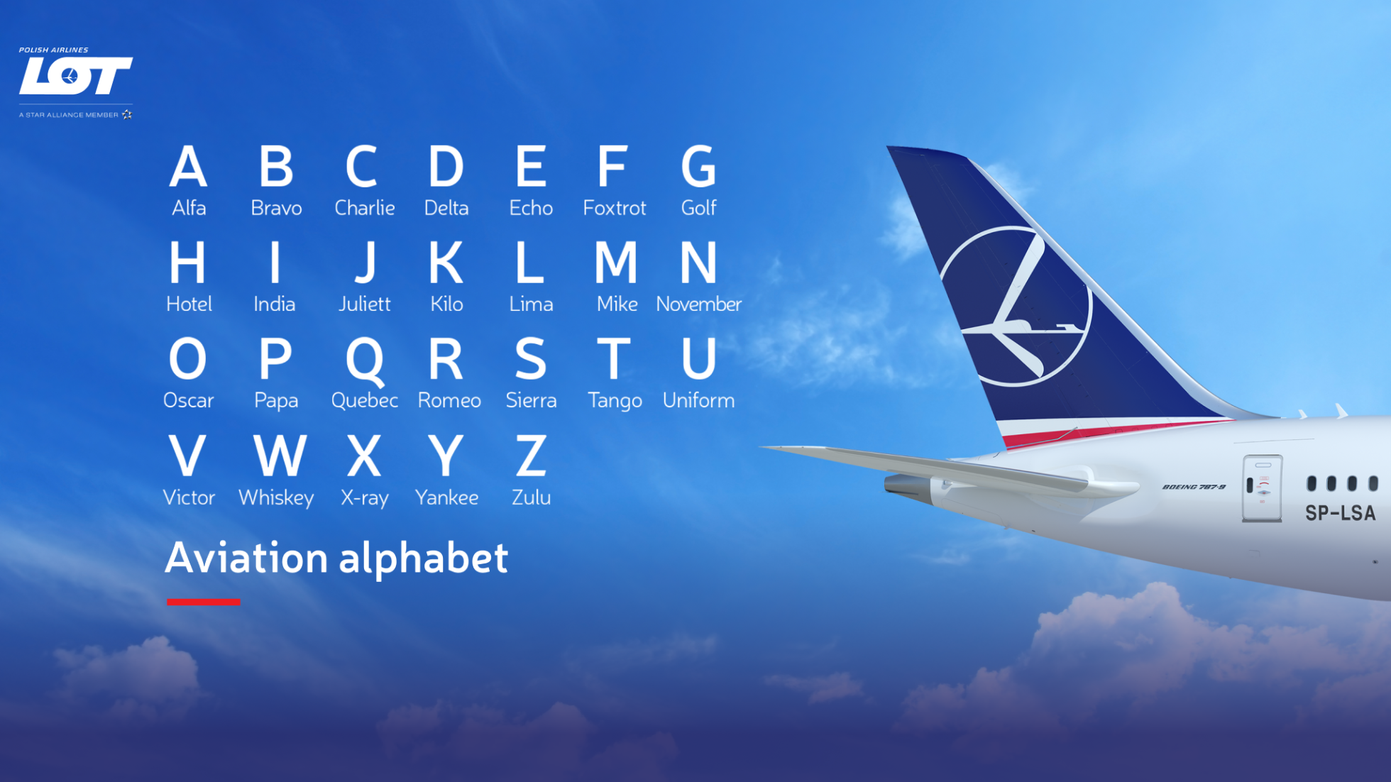 Passenger plane of LOT Polish Airlines against the sky.
