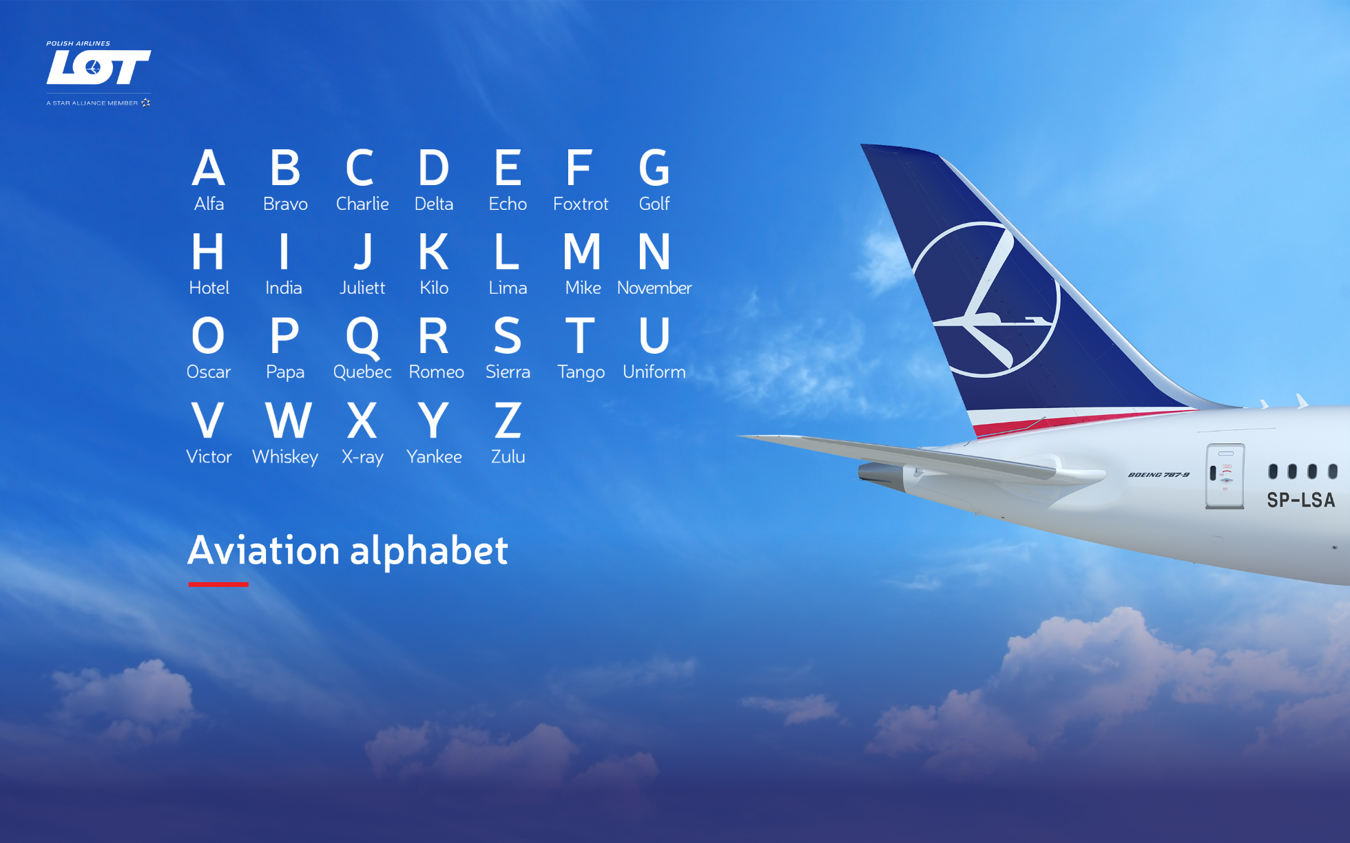 Passenger plane of LOT Polish Airlines against the sky.