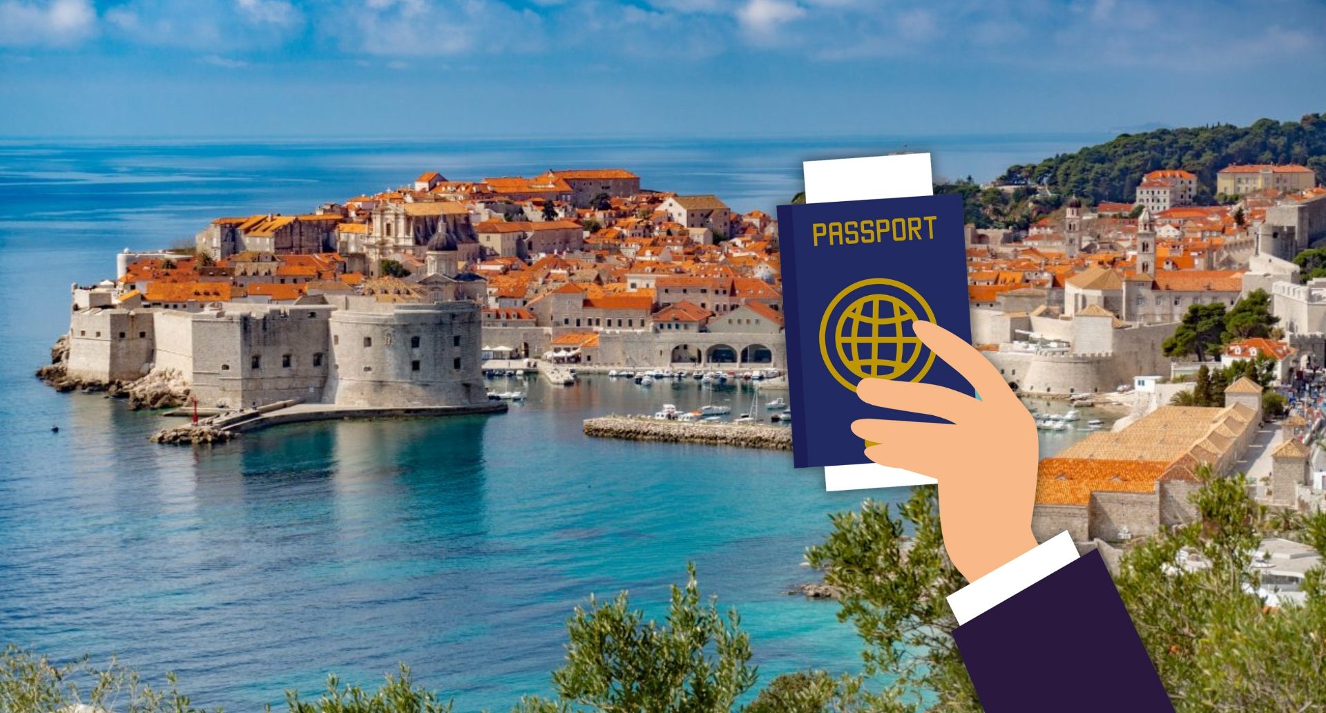 Paszport do Chorwacji na białym tle.