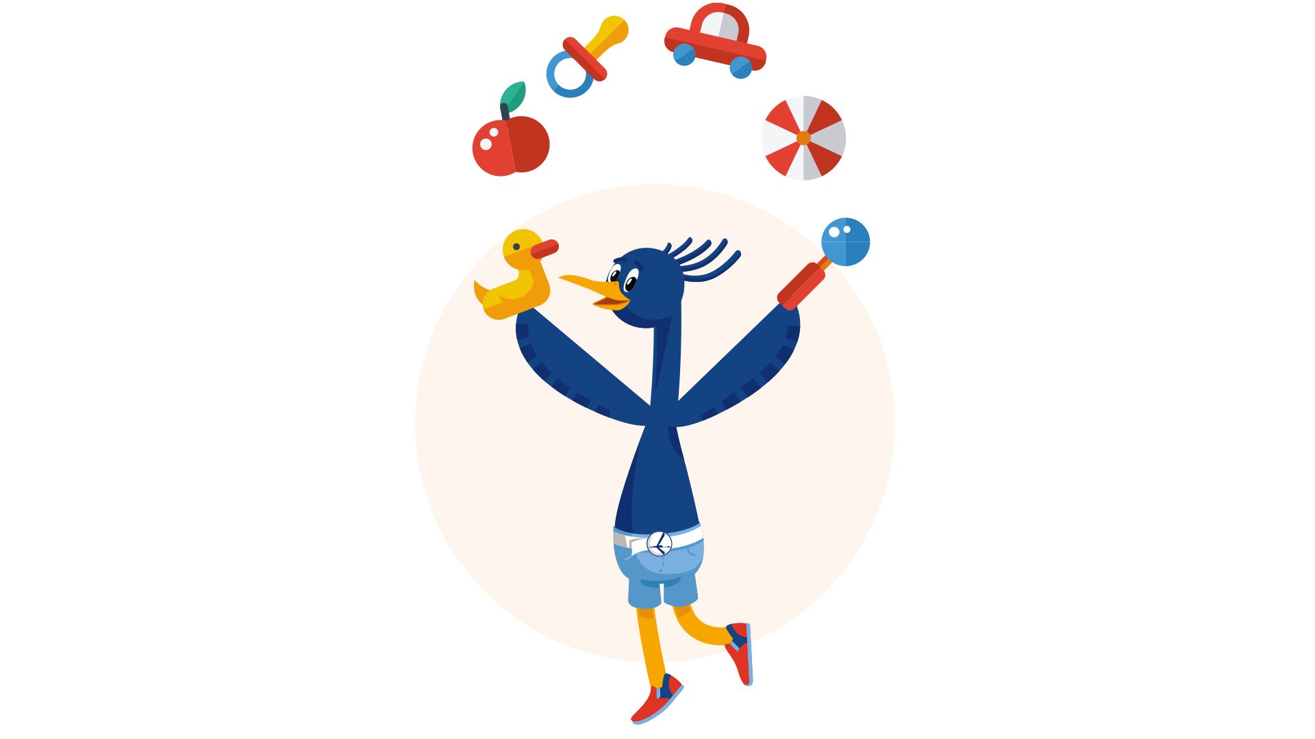 Ailet juggling toys over the head