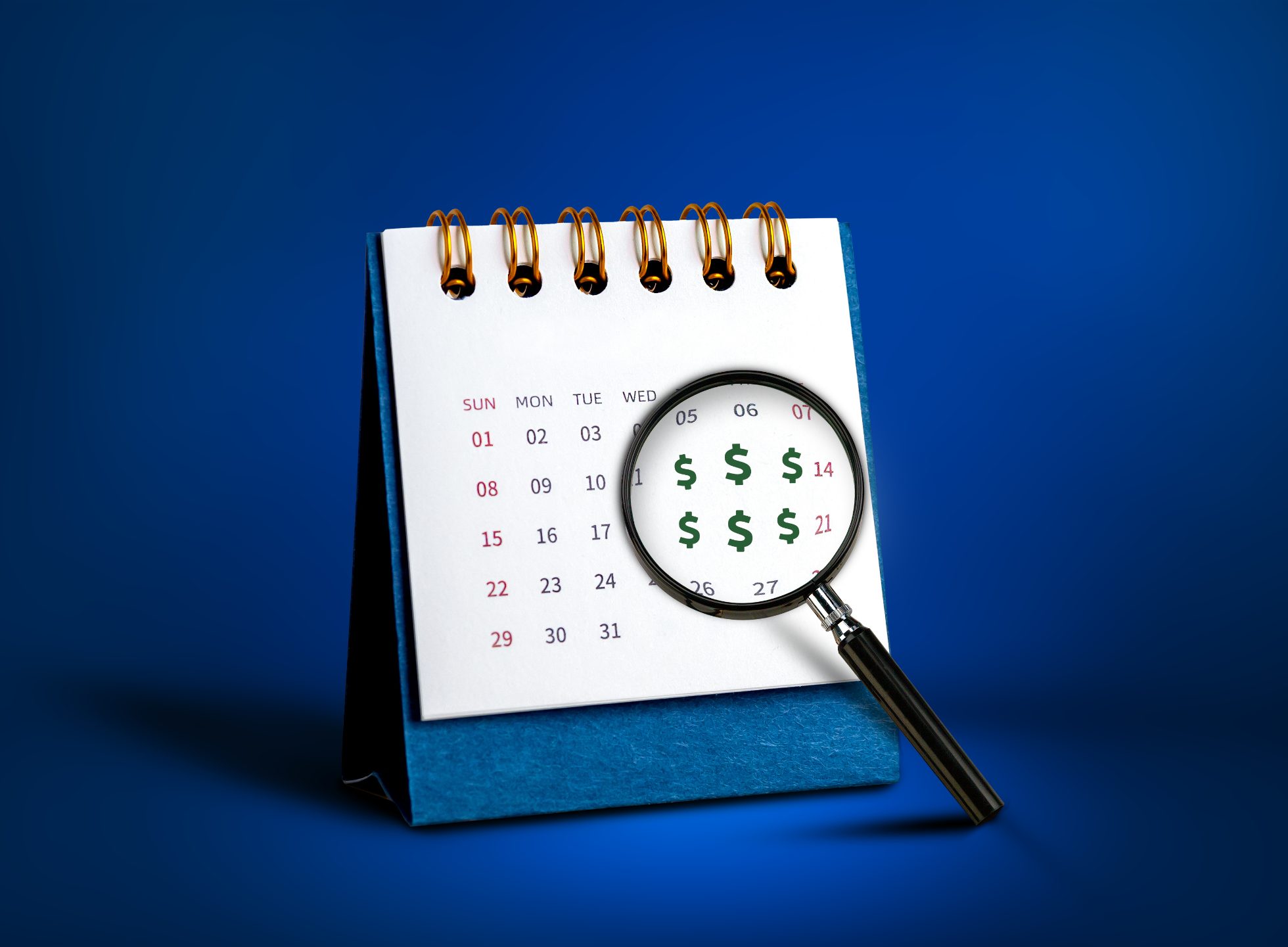 Calendar indicating the date of the cheapest offers