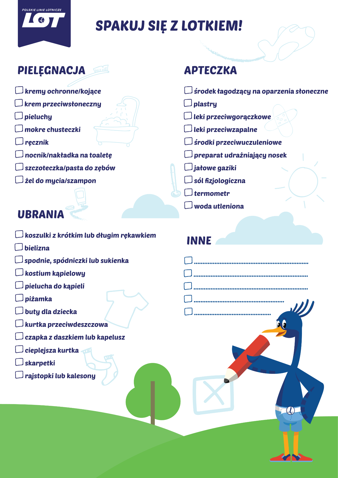 lista rzeczy do spakowania na wakacje z dzieckiem