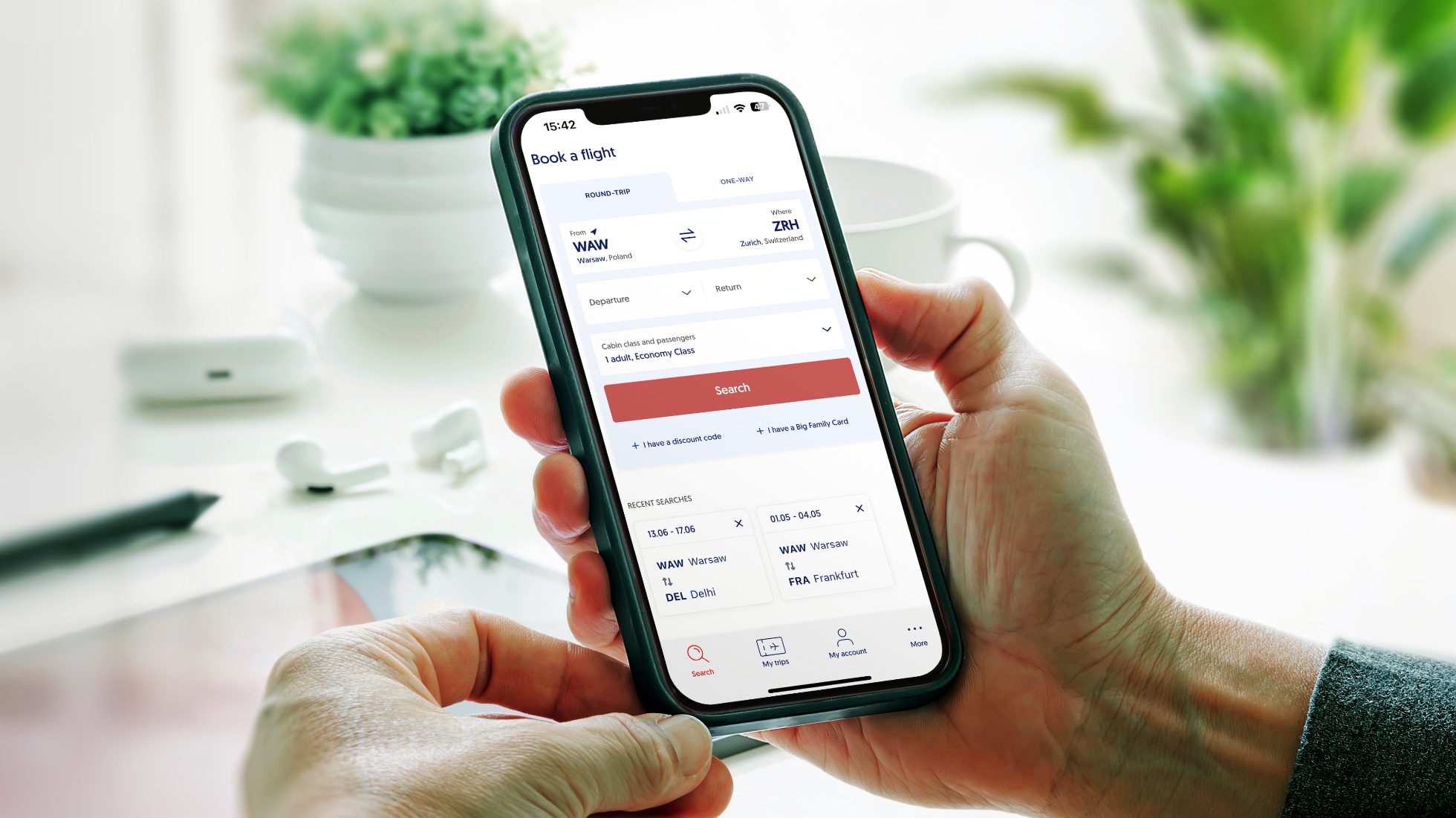 Flight search in the app
