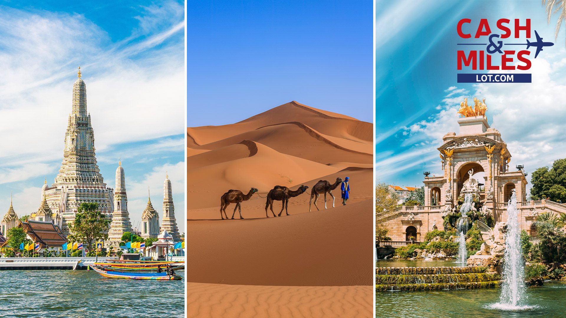 Landscapes of Morocco, Barcelona and Bangkok. Cash & Miles on lot.com