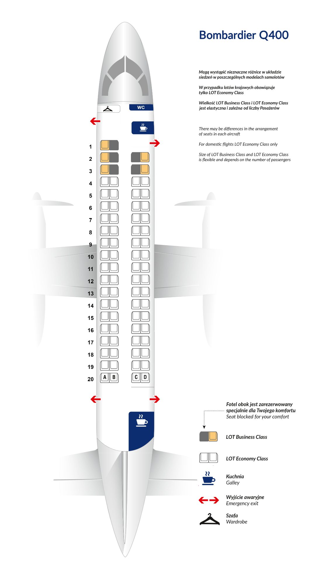 Расписание мест в 400 Q400