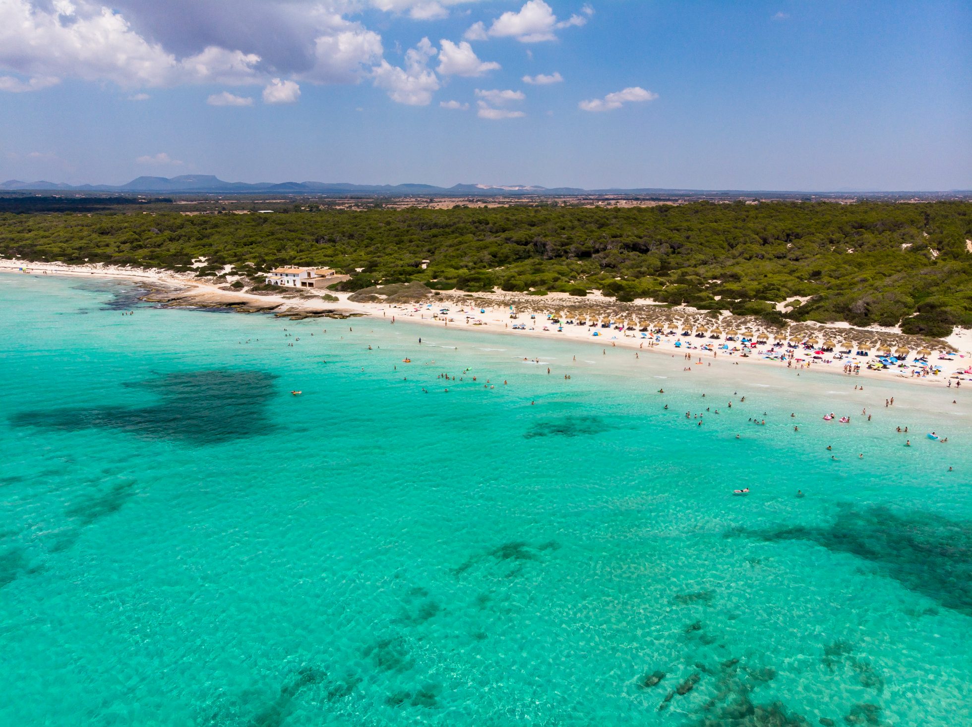 Widok z lotu ptaka na Playa Es Trenc na Majorce