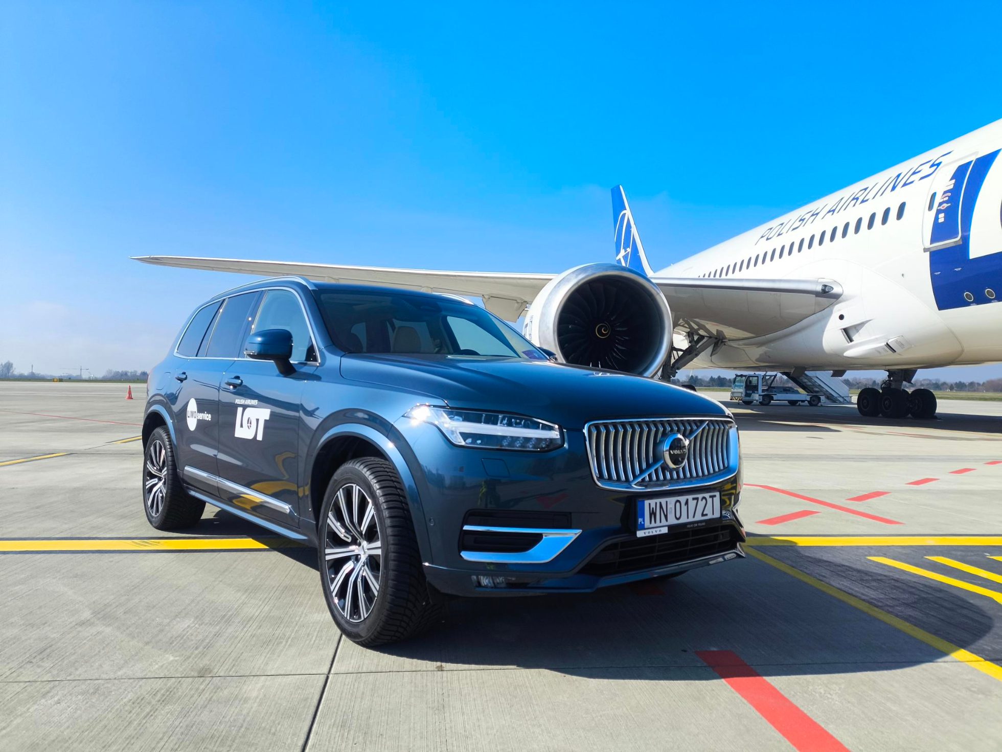 Luxury car awaits at the airport.