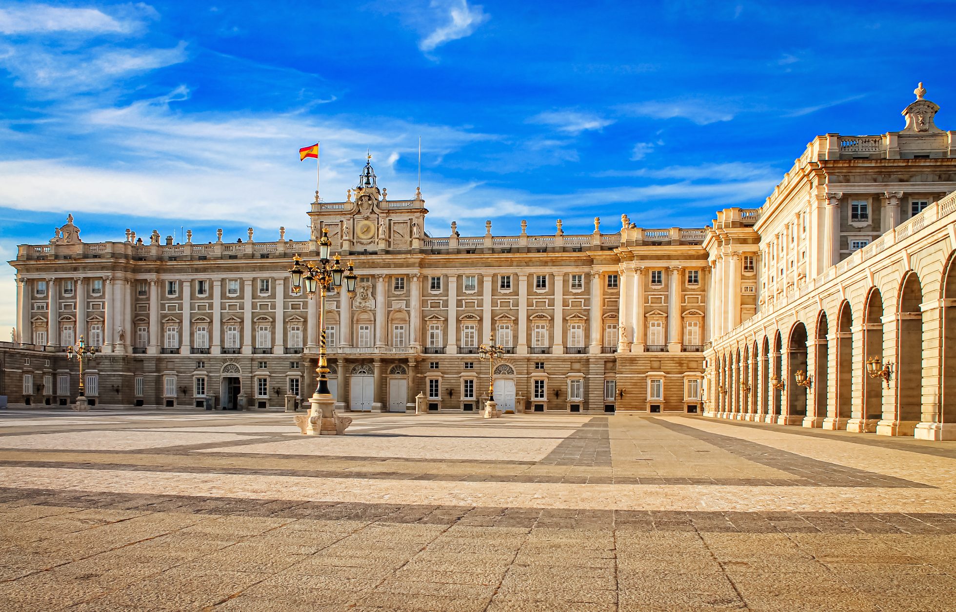 Building with distinctive architecture in the center of Madrid