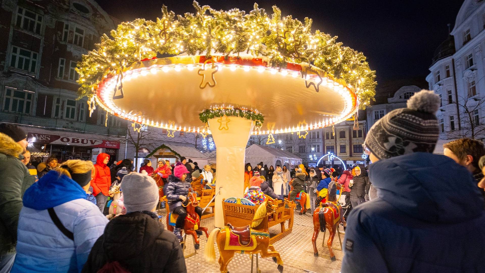 Carousel on the Christmas market in Czechia