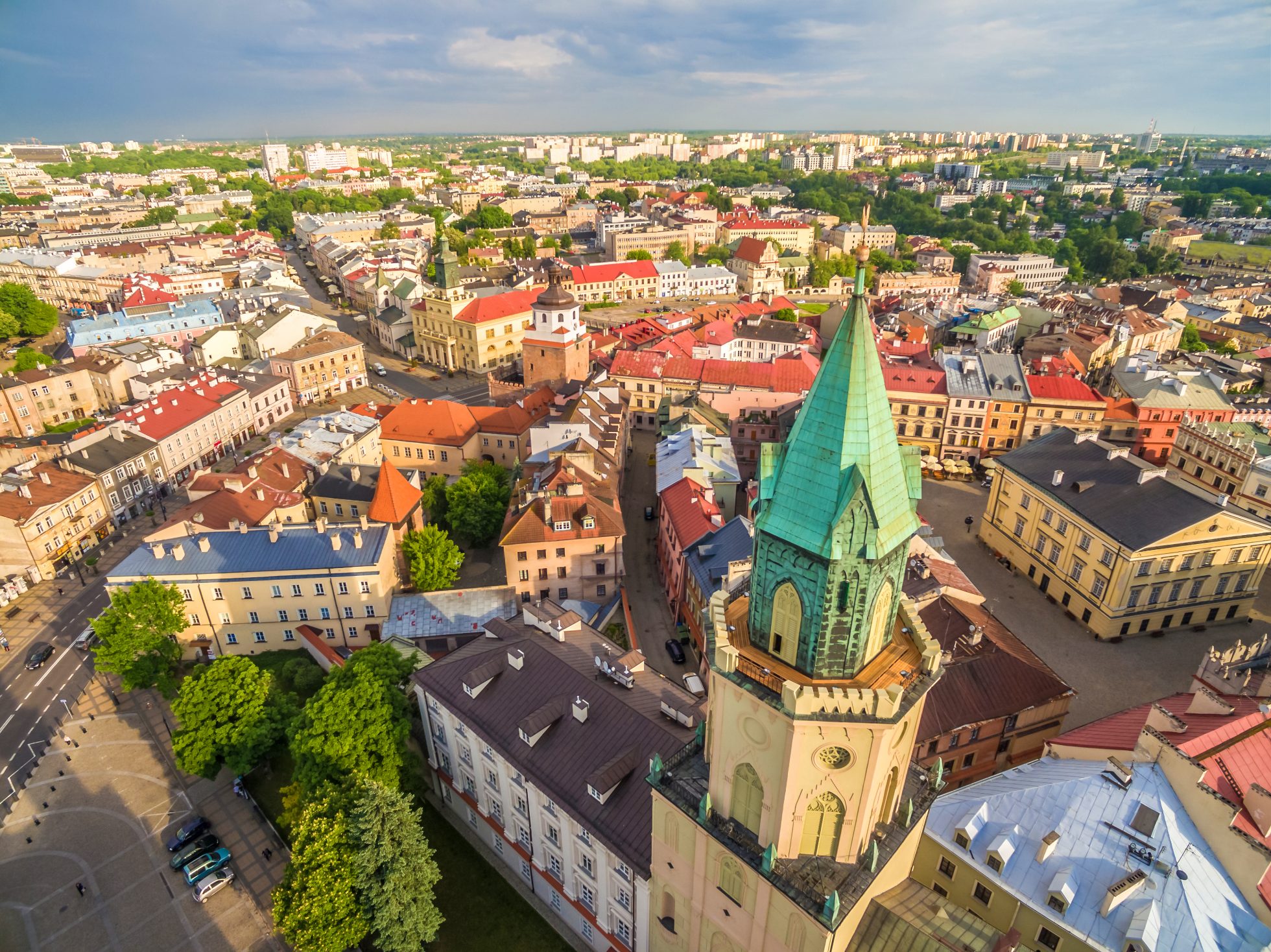 Widok z lotu ptaka na Lublin.