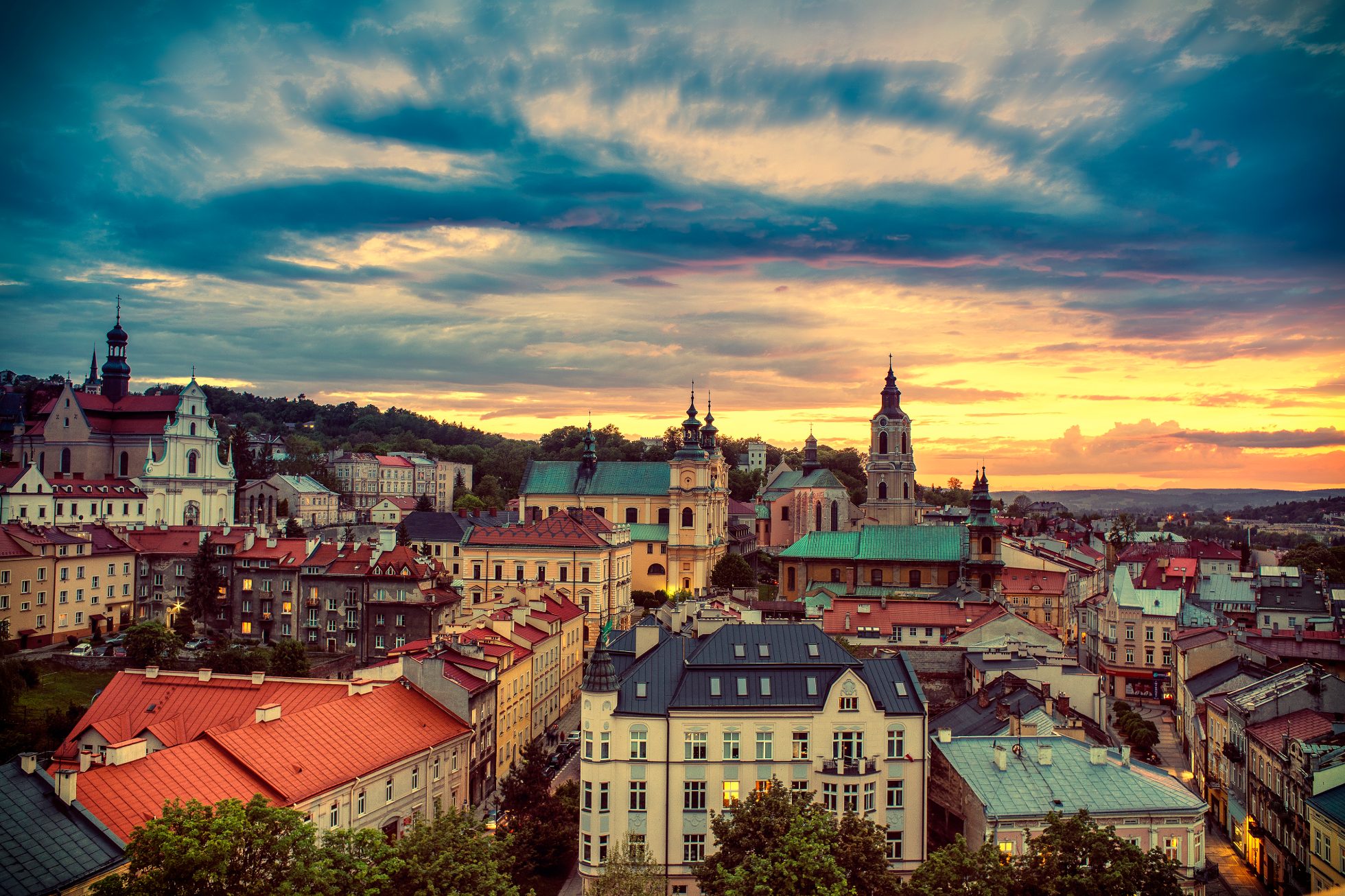 Panorama Przemyśla po zachodzie słońca