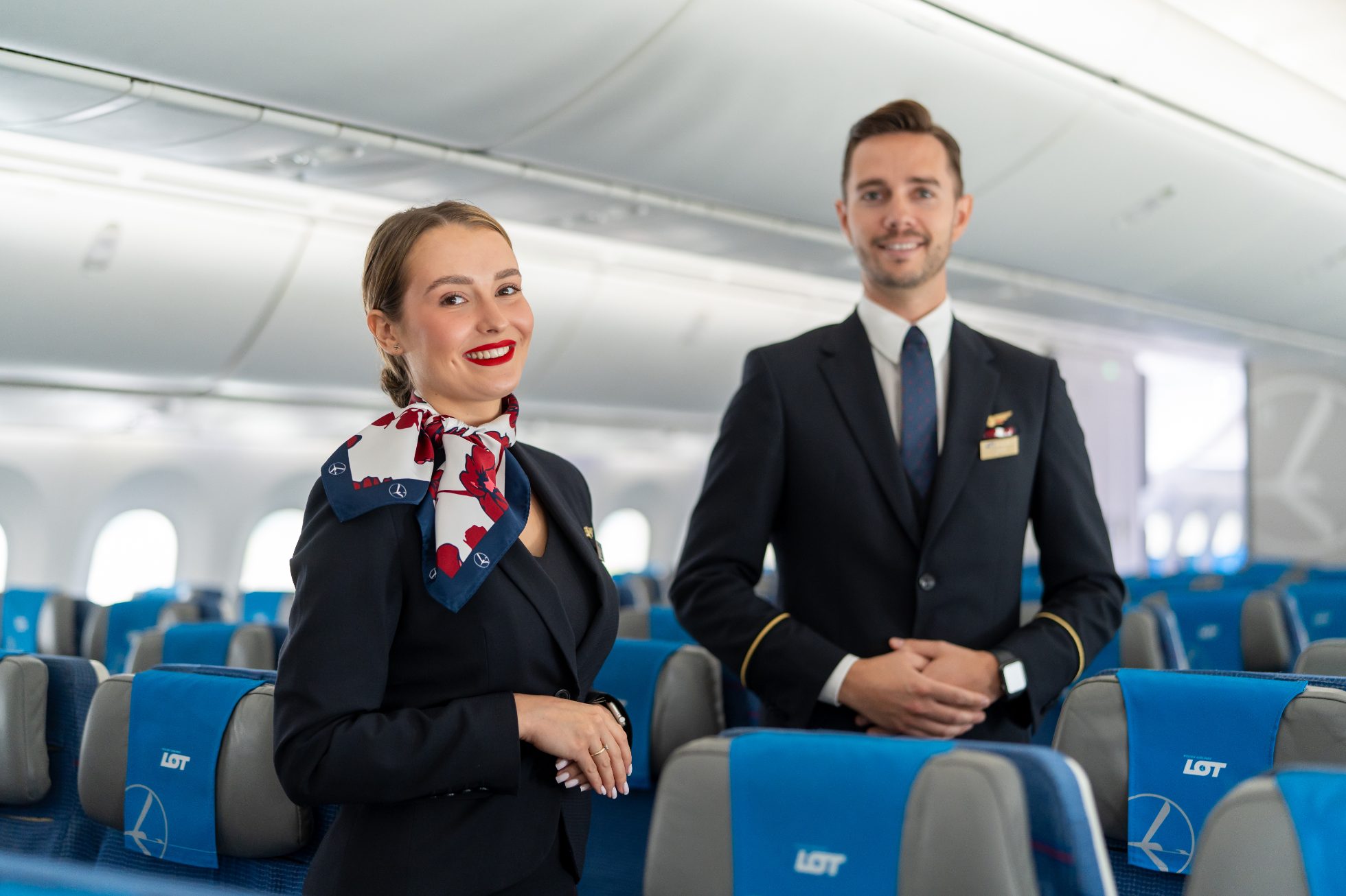 Membres d'équipage de cabine LOT à bord du Boeing 787 Dreamliner