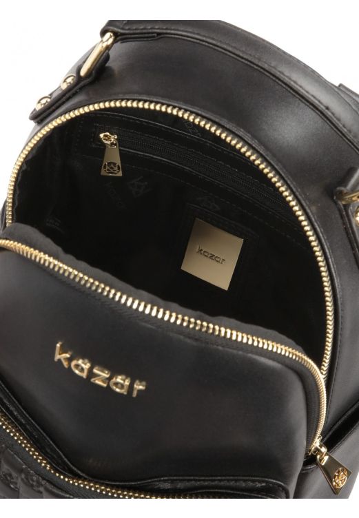 DOT Czarny skórzany plecak zdobiony tłoczonym wzorem Produkt