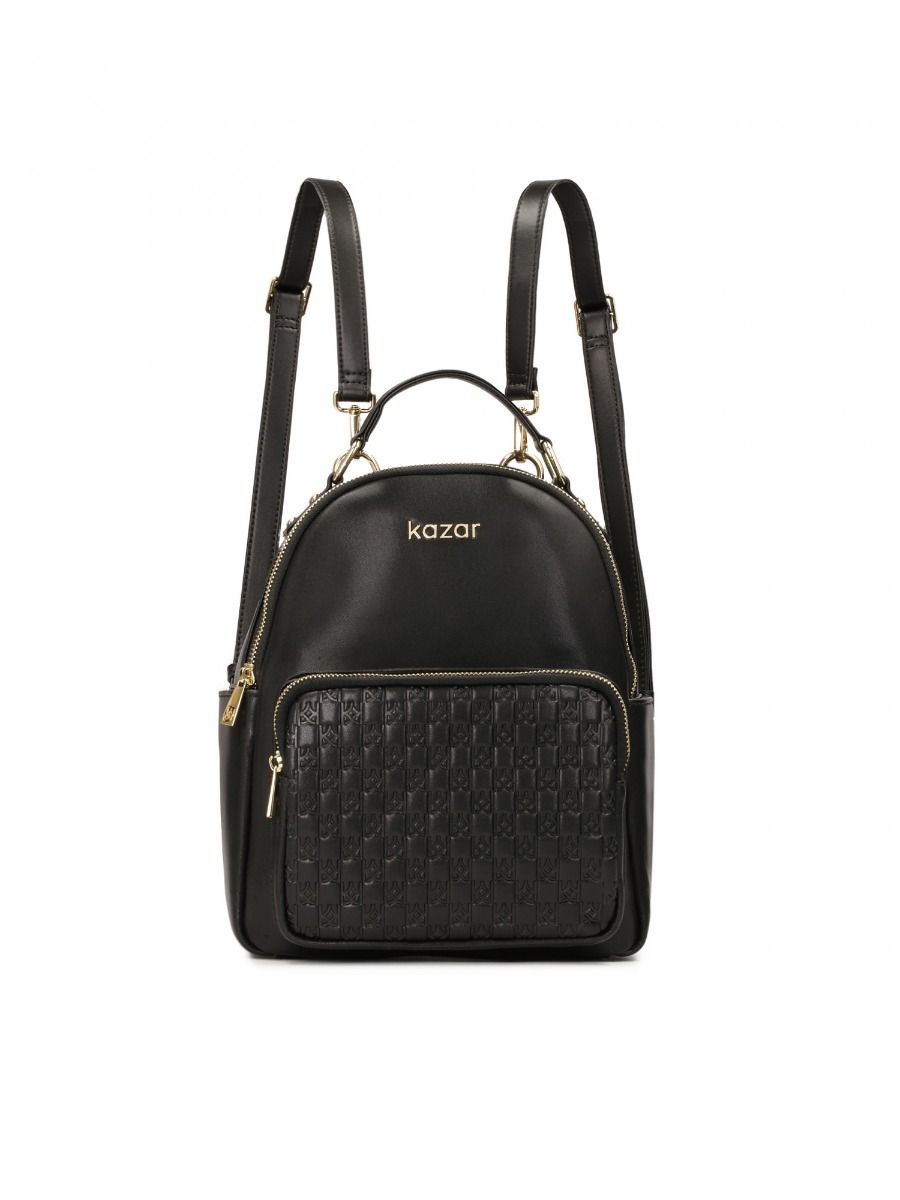 ▶︎miroku369 DOT Czarny skórzany plecak zdobiony tłoczonym wzorem Produkt