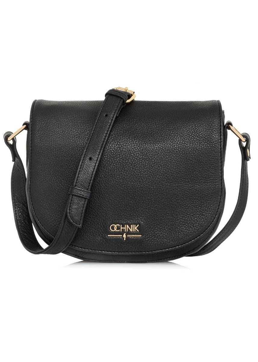 Ochnik Black leather semi-circular women's messenger bag Ochnik Black leather semi-circular women's messenger bag