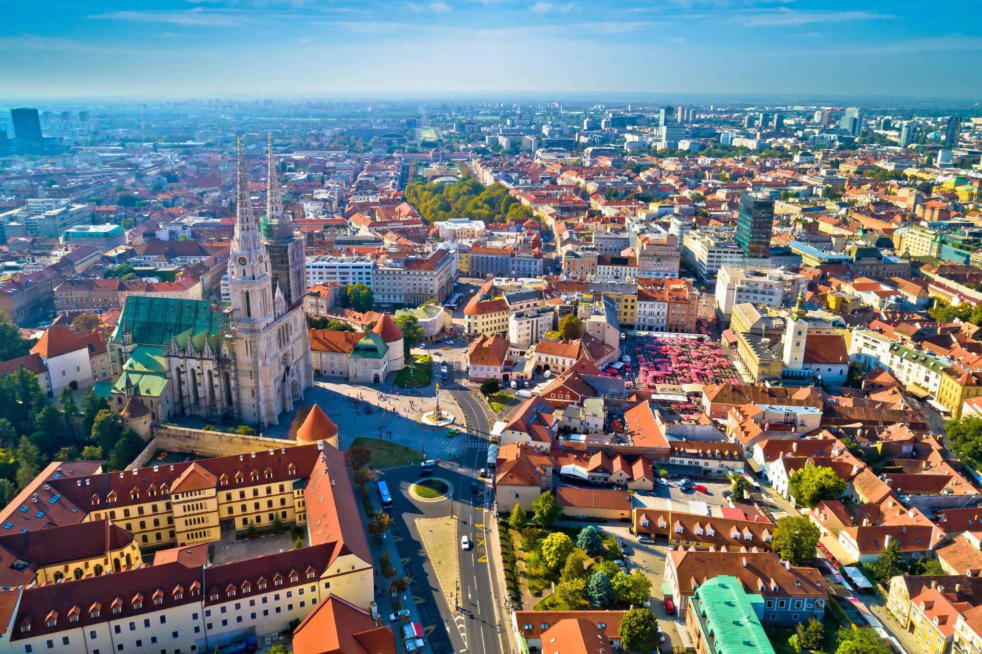 Panoramiczny widok na Stare Miasto w Zagrzebiu