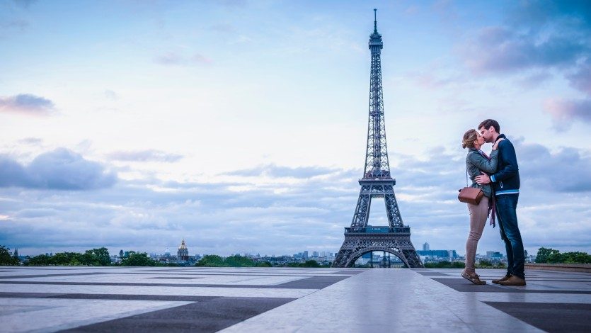 Couple with the Eiffel Tower in the background