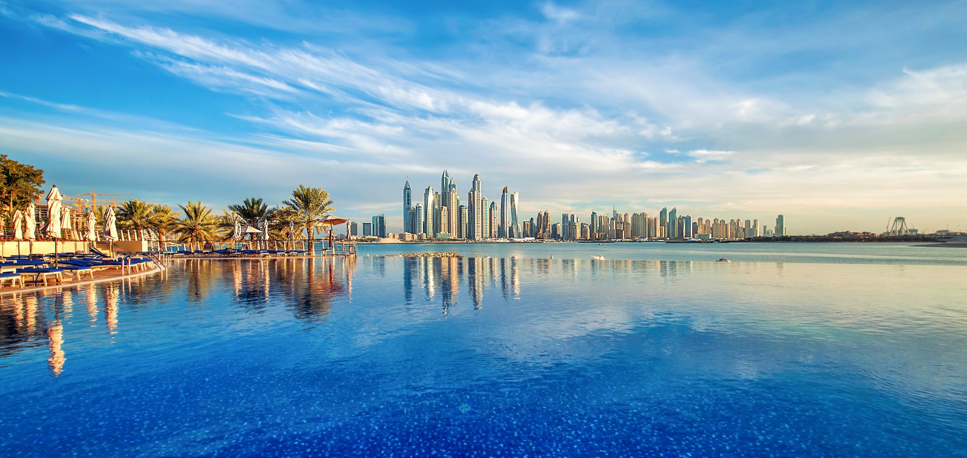 Panorama of Dubai Marina Skyline, United Arab Emirates, holidays in Dubai
