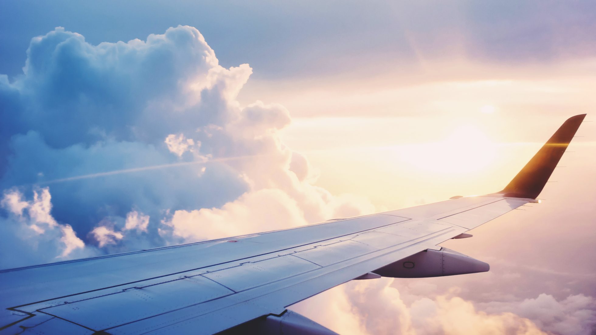 View of the wing of the plane during flight